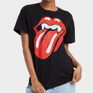 ROLLING STONES DISTRESS TONGUE GRAPHIC TEE - BLACK MULTI SIZES (BRAND NEW)